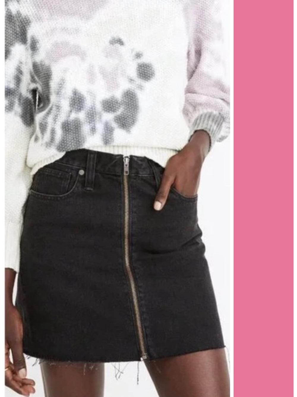 Madewell Rigid Denim A-Line Exposed Zip Mini Skirt in Lunar Wash Size 27 EUC
